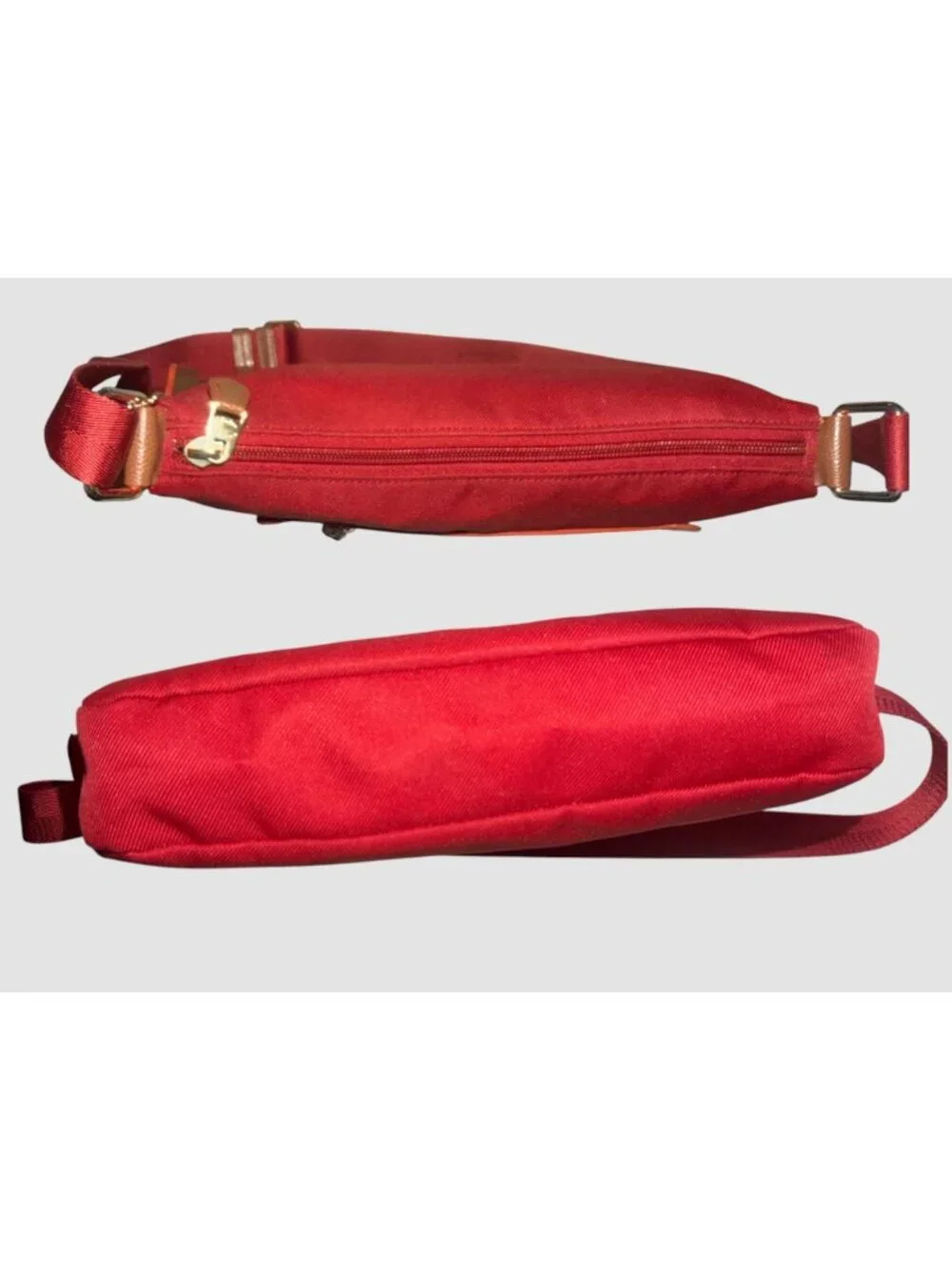 Coach Sawyer Crossbody F37239 Red Poly Twill Saddle Leather Trim Convertible Bag - Picture 7 of 9